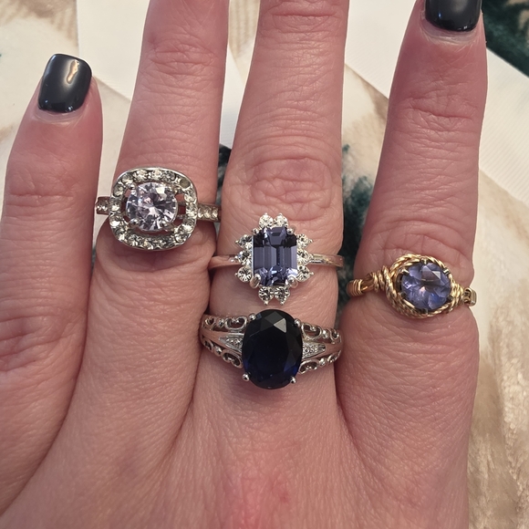 18 Piece Vintage To Costume Silver and Blue Toned Gemstone Ring Set Bundle - Picture 7 of 12